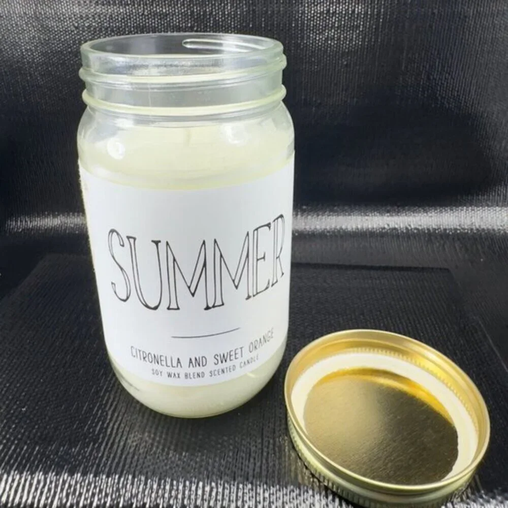 Leoben Company 11 Oz Summer Candle Citronella Sweet Orange Soy Wax Blend New‎